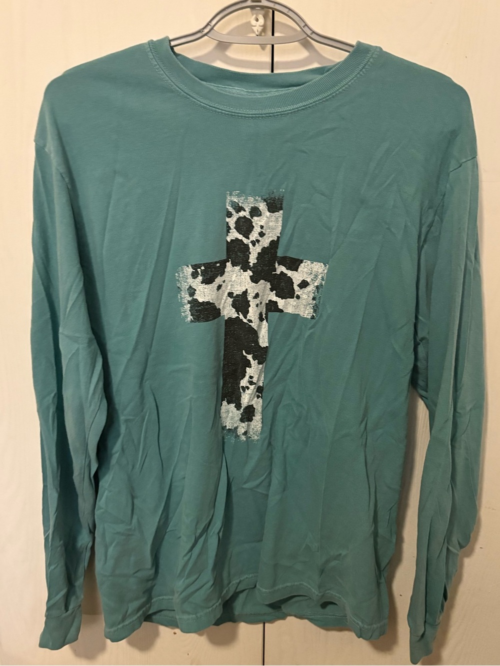 Comfort ColorsWomen'sRusty Nails Southern Fried Faith BlueLongSleeveShirt Size M